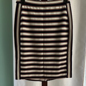 Banana Republic Navy and Cream Striped Pencil Skirt